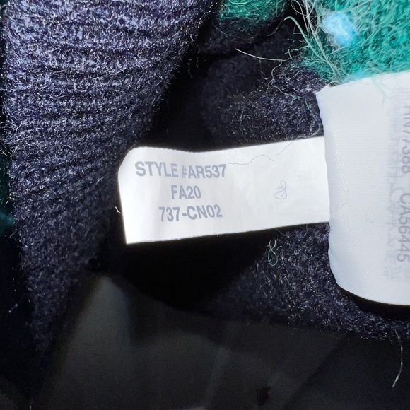 J. Crew Argyle Cropped Crewneck Sweater in Heather Navy Spruce Aqua - Picture 5 of 7